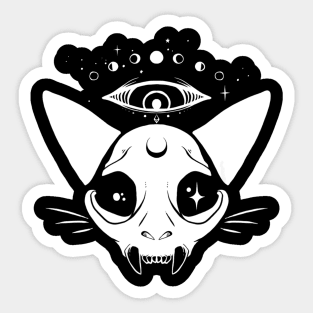 Cat Moon Skull Design Sticker